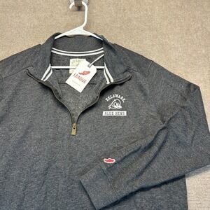 Delaware Blue Hens 1/4 Zip Pullover Men's 2XL Heather Onyx Heritage League NEW